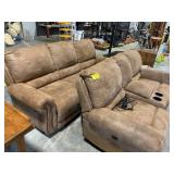 STUDDED MICROFIBER COUCH & LOVESEAT SET