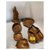 GROUP OF MONKEYPOD WOODENWARE