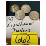 4 EISENHOWER DOLLAR COINS
