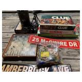 BOARD GAMES, GLASS CHESS SET, METAL LANTERN,