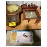 2 WOOD CASE CLOCKS, HAMPTON BAY GLENDALE CEILING