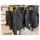RACK W/ LEATHER VEST 44T BY UNIK, LEATHER JACKET