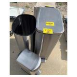 2 FLIP-TOP TRASHCANS, METAL CAN NO LID