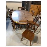 KITCHEN TABLE, 6 MATCHING CHAIRS, LEAF