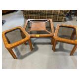 SMOKED GLASS INSERT COFFEE TABLE & MATCHING END
