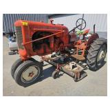 ALLIS CHALMERS CA TRACTOR WITH BELLY MOWER.