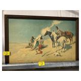 ' SMOKE SIGNAL' FRAMED REMINGTON PRINT 40X30