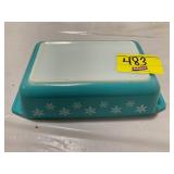 BLUE SNOWFLAKE PYREX CASSEROLE DISH