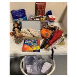CUP HOOKS, GAUZE ROLLS, BIG BAGS, TRASHCAN W/
