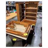 PAIR OF SHELVES, 2 3D WALL SHELVES, WOODEN END