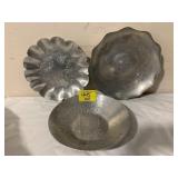 3 HAMMERED ALUMINUM SERVING BOWLS