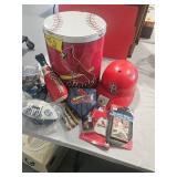 ST LOUIS CARDINALS GROUP...TIN, PLASTIC HELMET,