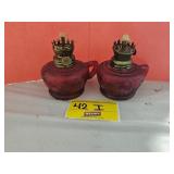 (2) RED OIL LAMP BASES...NO LAMPS