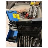 2 DRILL BIT SETS, TUB OF SOCKETS, OXIDE DRILL