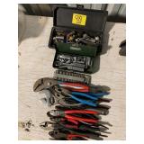 2 SOCKET SETS, PLIERS, WRENCHES, HAND TOOLS OF