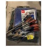 2 TARPS, SET OF SCREWDRIVERS OF ALL LENGTHS