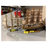 2 WOODEN SHIP MODELS