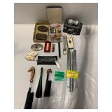 BELT BUCKLES, SHOE BRUSHES, CASE OF MILITARY
