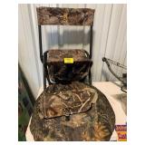 OUTHOUSE PACK-IN BLIND, CAMO FOLDING CHAIR, CAMO