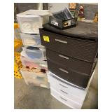 4 PLASTIC STORAGE DRAWERS W/ CONTENTS