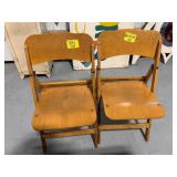 PAIR OF WOODEN FOLDING CHAIRS