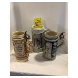 2 GERMAN & 1 MILLER BEER STEIN