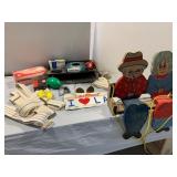 WOODEN GRANDMA & GRANDPA HANGER, SUSPENDERS,