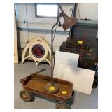 RUSTY ANTIQUE WAGON, ANTIQUE METAL FLOOR LAMP
