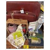 SUITCASES, BASKET, SEWING SUPPLIES, MOTHER &