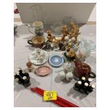 ANGEL FIGURINES, CANDLES, BAILEYS MINI BOTTLES,