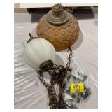 AMBER GLASS SHADE SWAG LAMP