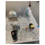 DIONNE QUINTS POSTCARD, STEMWARE, FLOWER VASES,