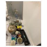 SADDLE RIVER WATCH, DECANTER, GIRL FIGURINES,