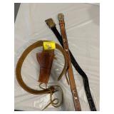 TOOLED LEATHER HOLSTER & BELT, 2 TOOLED LEATHER
