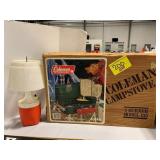 COLEMAN CAMP STOVE, PLASTIC LANTERN