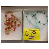 2 COLORFUL BEAD COSTUME JEWELRY NECKLACES