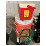 4 COOLERS, FISHING NET
