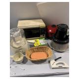 LIGHTBULBS, BASKET W/ STONE, EMERSON MICROWAVE,