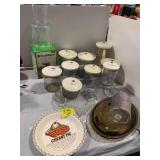 CHERRY PIE PLATE, CANISTER FOOD SAVER SET, EGG
