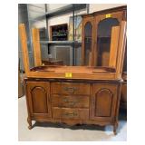SOFA TABLE W/ CARVED WOOD BUFFET