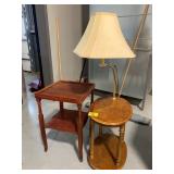 WOODEN LAMP END TABLE, WOODEN 2-TIER END TABLE