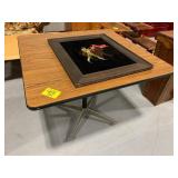METAL BASE TABLE, VELVET BULL FIGHTER PICTURE