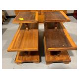 PAIR OF WOODEN 3-TIER END TABLES
