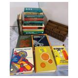 PLASTIC DESK ORGANIZER, REPAIR MANUALS, BOOKS