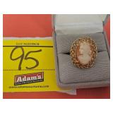 APPROX SIZE 9 CAMEO RING STAMPED 10K...NOT