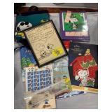 GROUP OF SNOOPY COLLECTIBLES - STAMP SHEET,