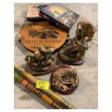 ROYAL CROWN ANIMAL FIGURINES, TRIBAL WOODEN BATS,