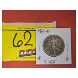 1920-D SILVER WALKING LIBERTY HALF DOLLAR.