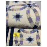 HAND STITCHED WEDDING RING QUILT W/ MATCHING