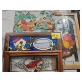 (4) STAINED GLASS ART PIECES
